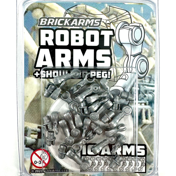 BrickArms Robot Arms + Shoulder Pegs - Silver