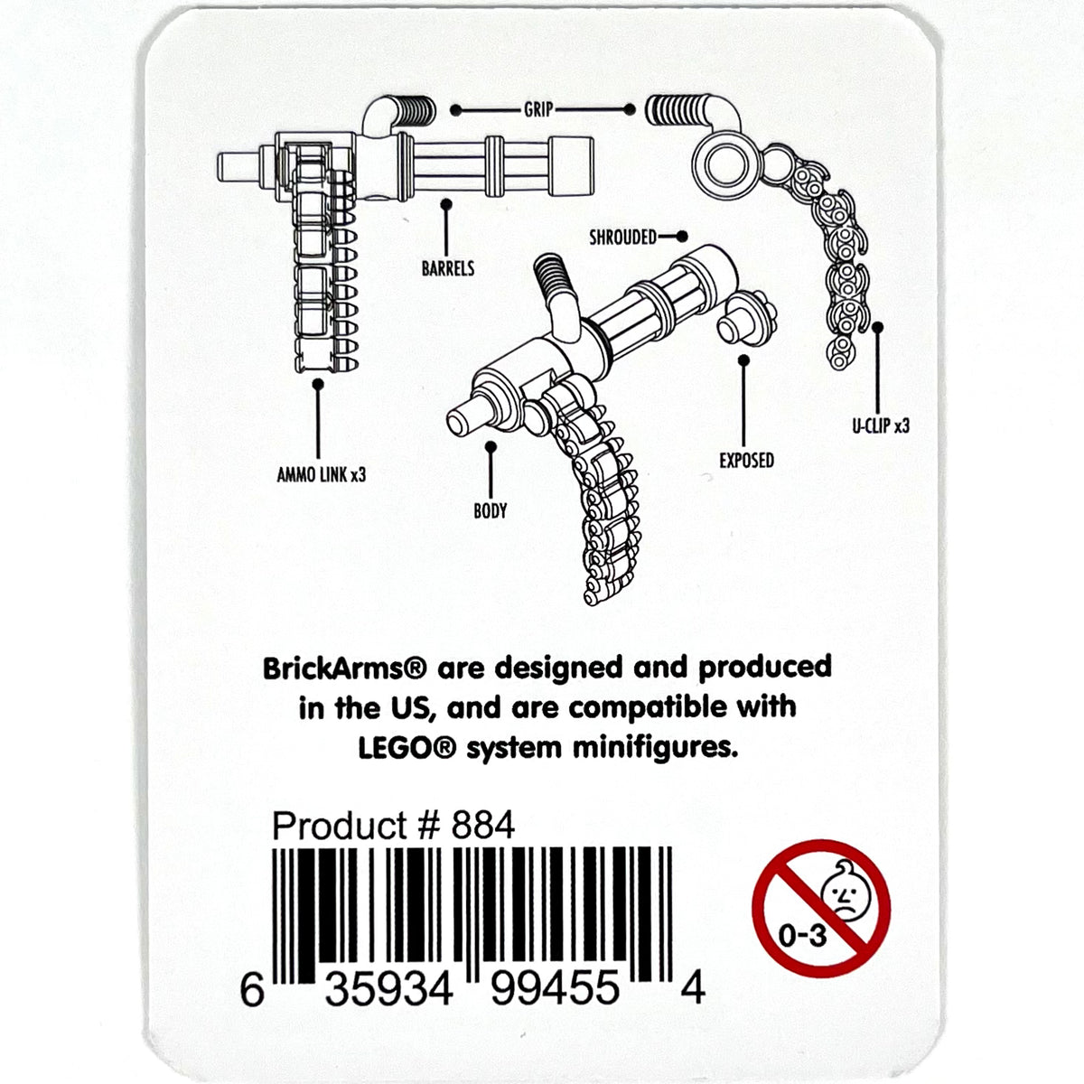 BrickArms Minigun w/Ammo Fresh Stock Blocks